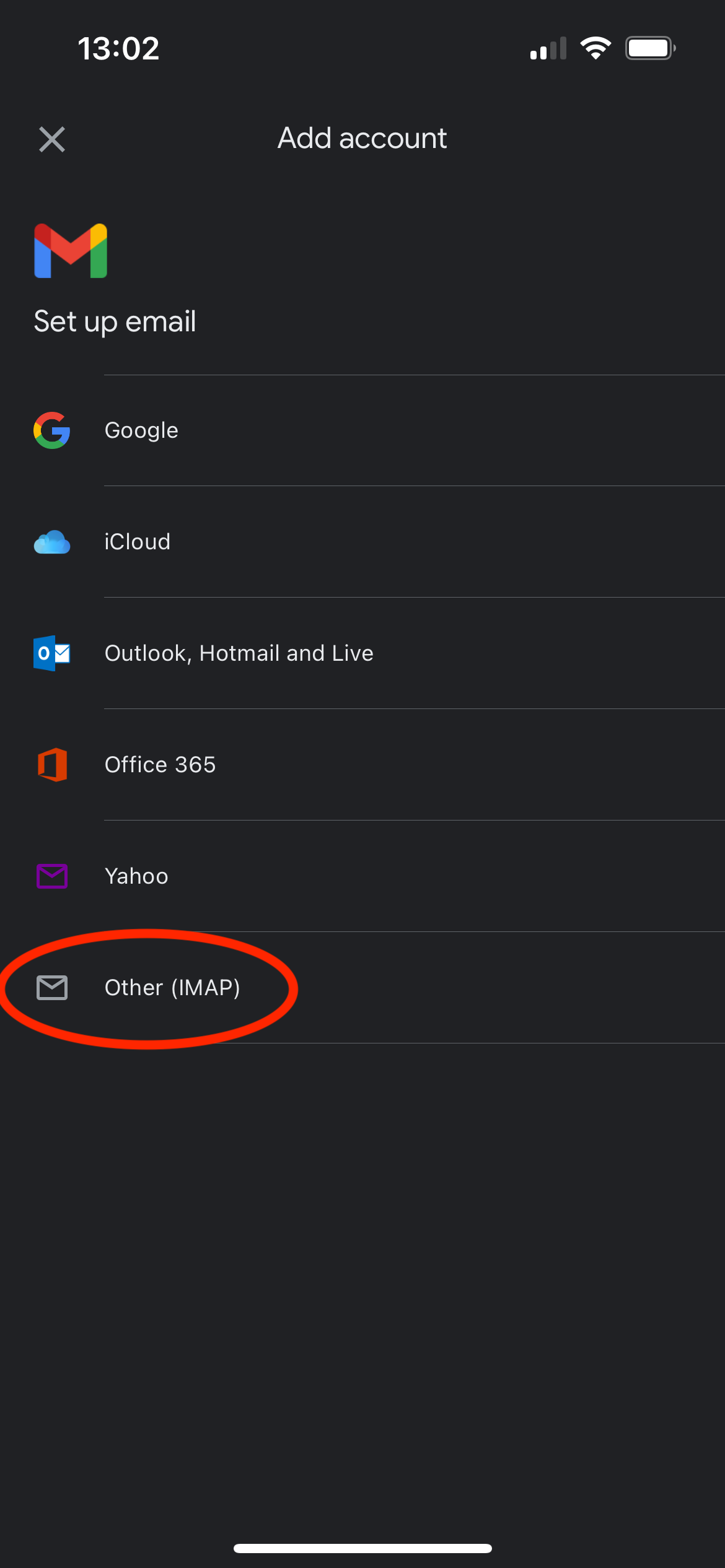 add imap account
