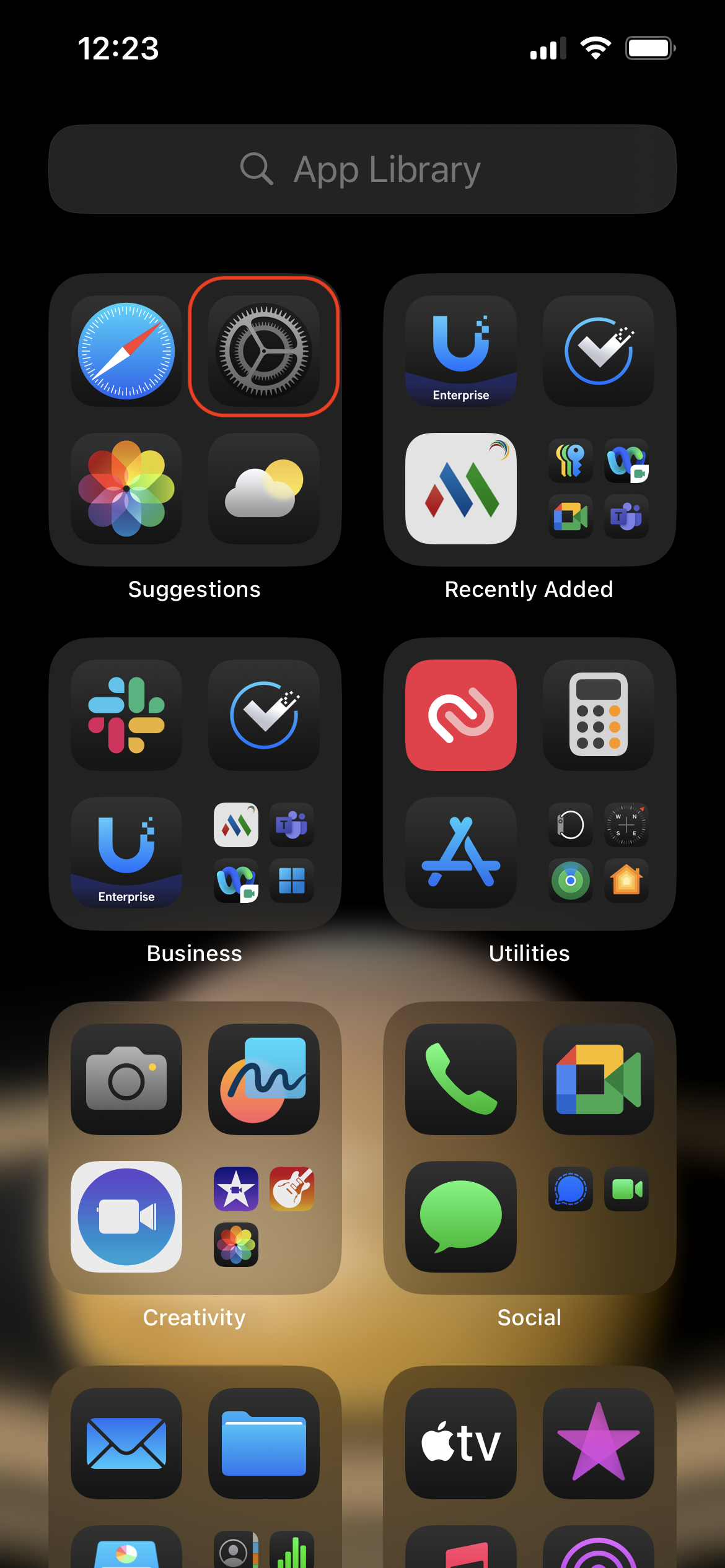 settings app from app libary