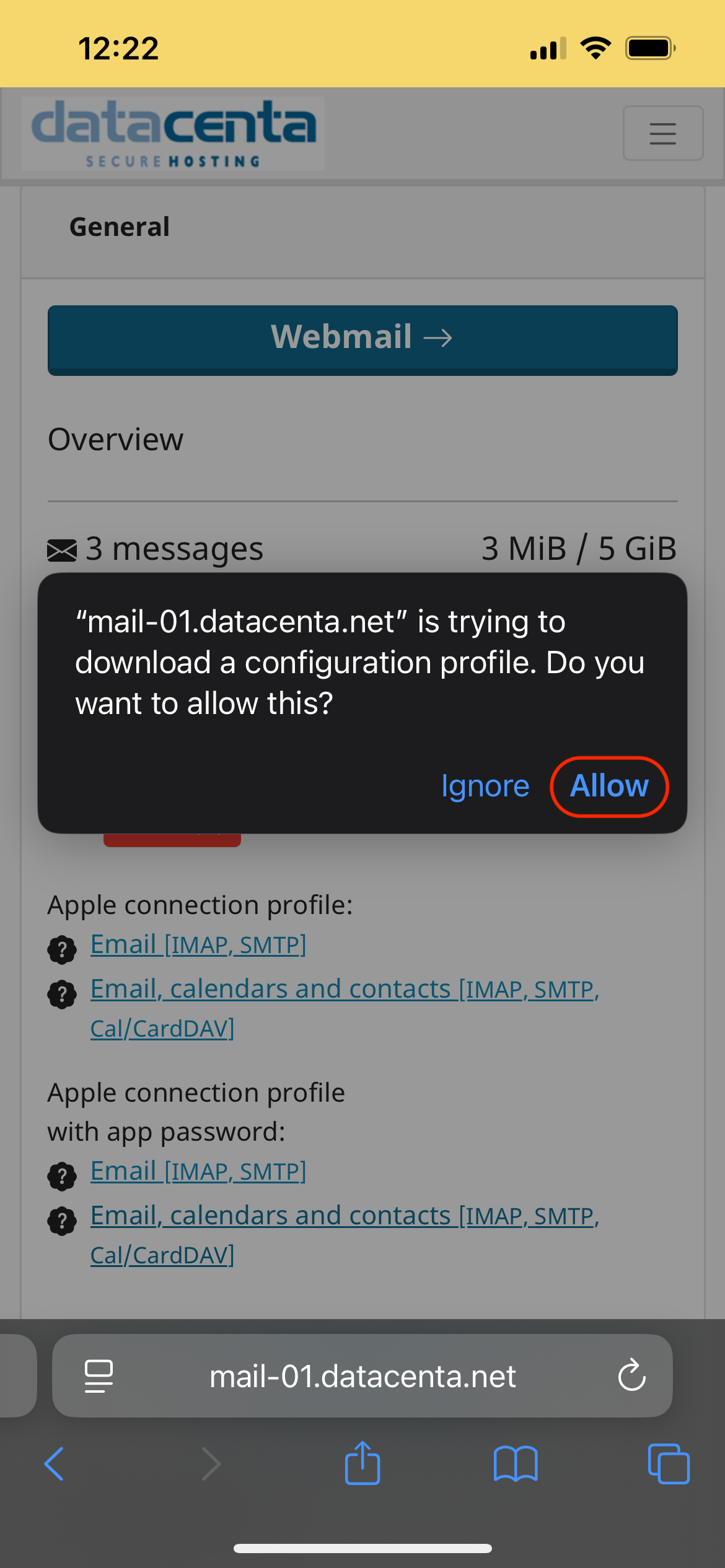 go to email admin panel