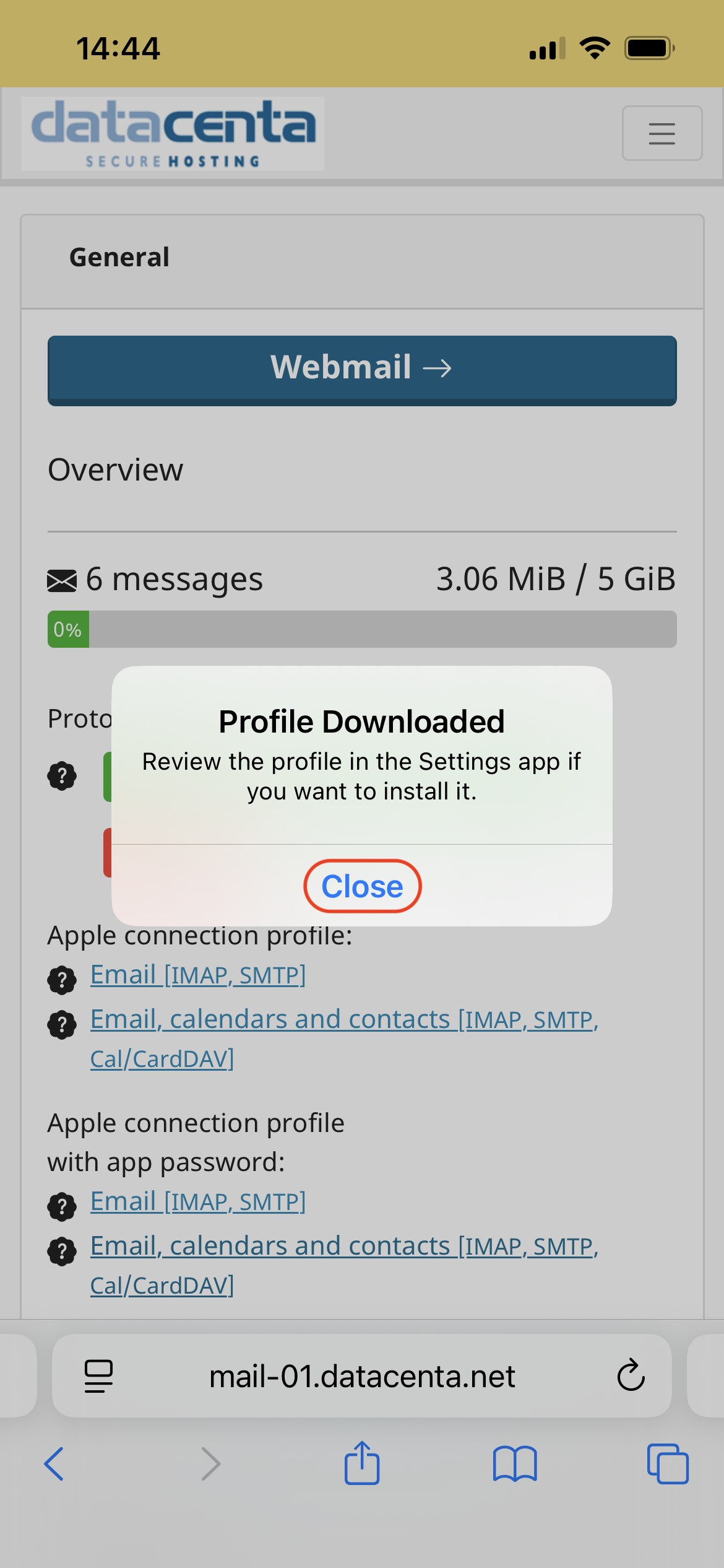 go to email admin panel