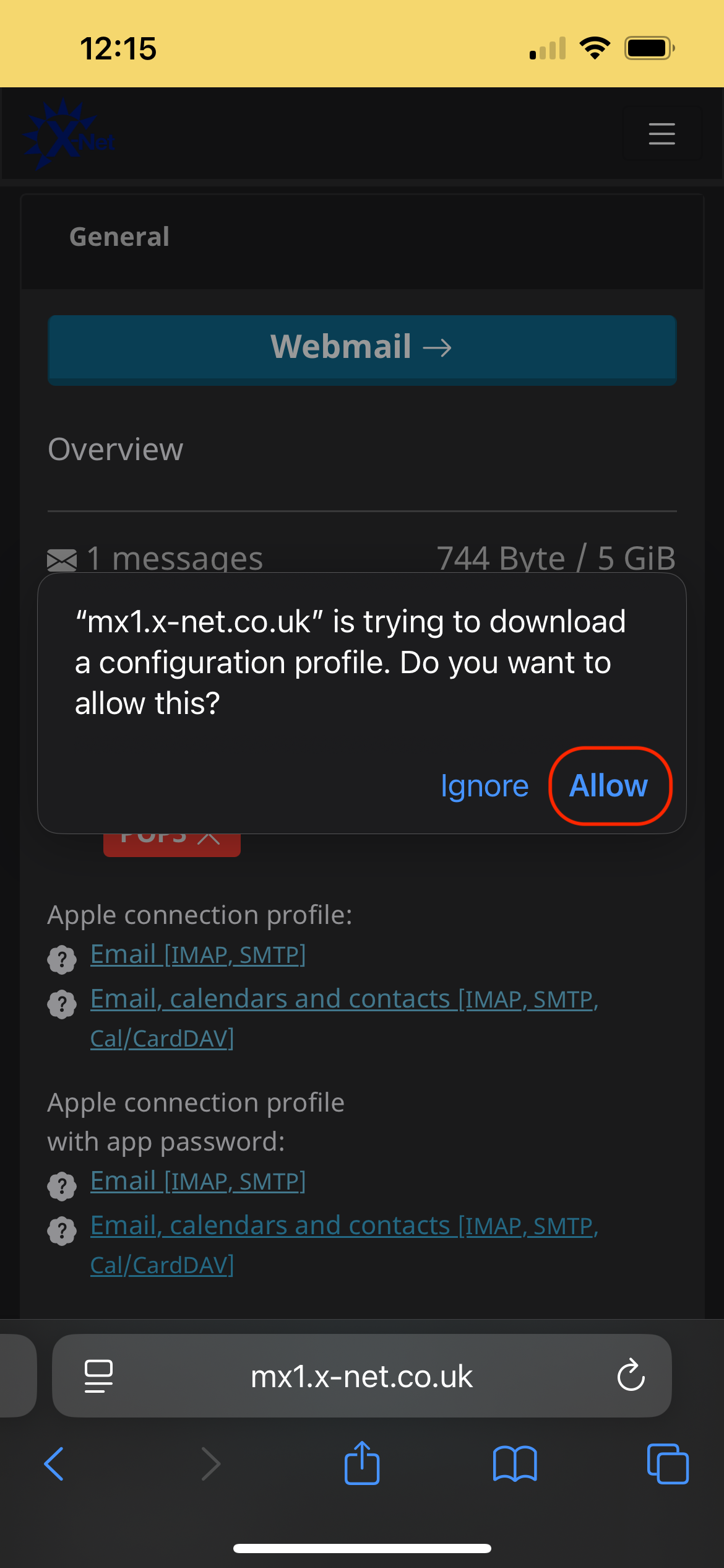 go to email admin panel