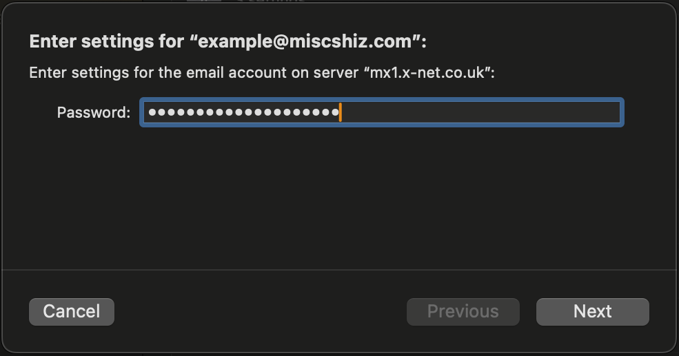 enter email password for all three prompts
